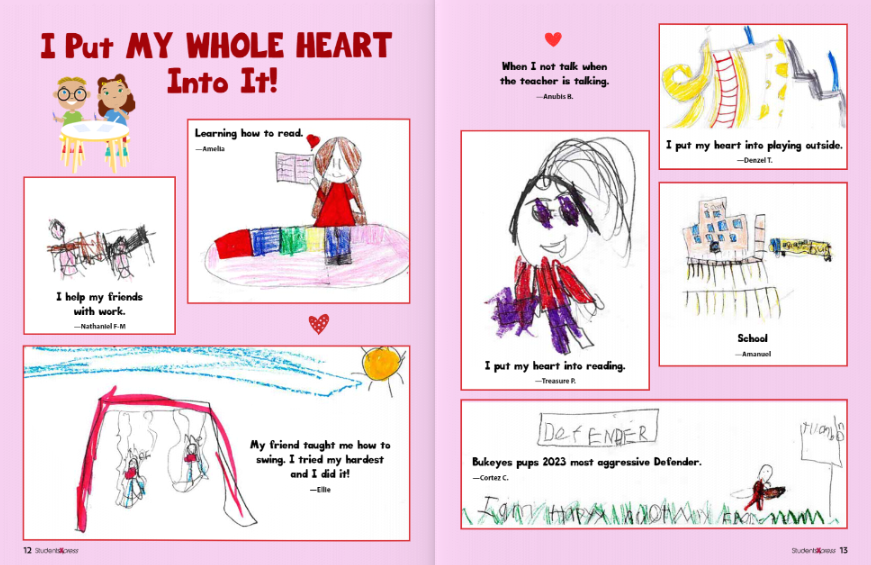 These #students put their whole heart into learning how to read and how to play basketball. What have YOU put your heart into that you're proud of?! #socialemotionallearning StudentsXpress Magazine: studentsxpress.com/see-magazines/