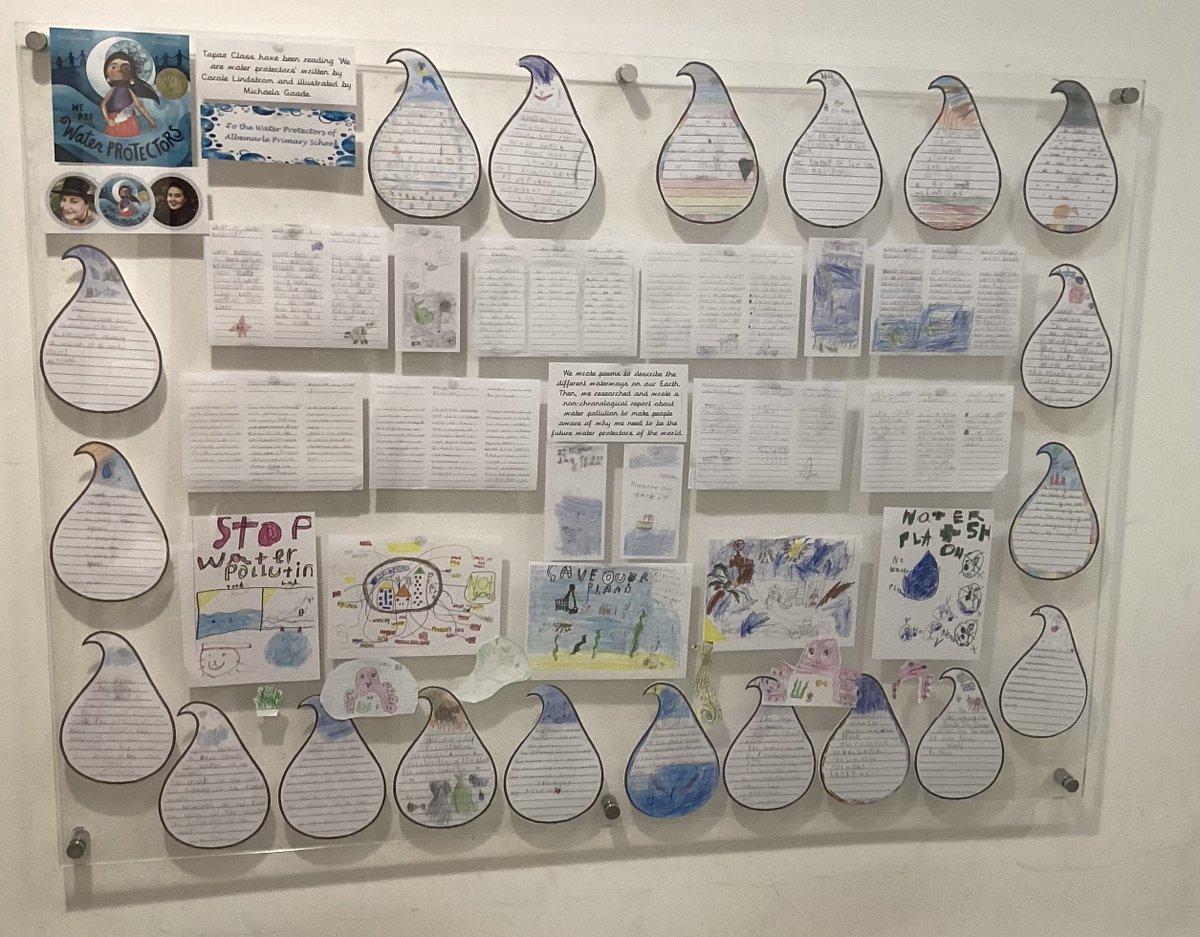 Lower school started the term with the gorgeous, 'The Water Protectors,' by @CaroleLindstrom and @MichaelaGoade. Now their work is being celebrated in our corridor displays for all to see.