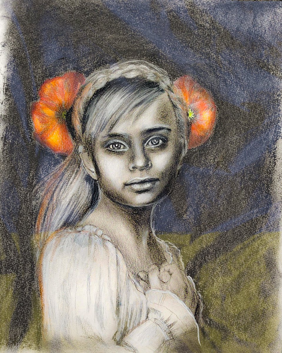 Mix Media: Charcoal and color pencil on white paper and digital art by Estelle Cress May 9th 2024 З нами мама Тереза й Діва Марія Босі, ніби по лезу, йшли по землі With us Mama Teresa, Diva Maria All the divas were born as the human beings #charcoal #estellecress #warart #Ukraine