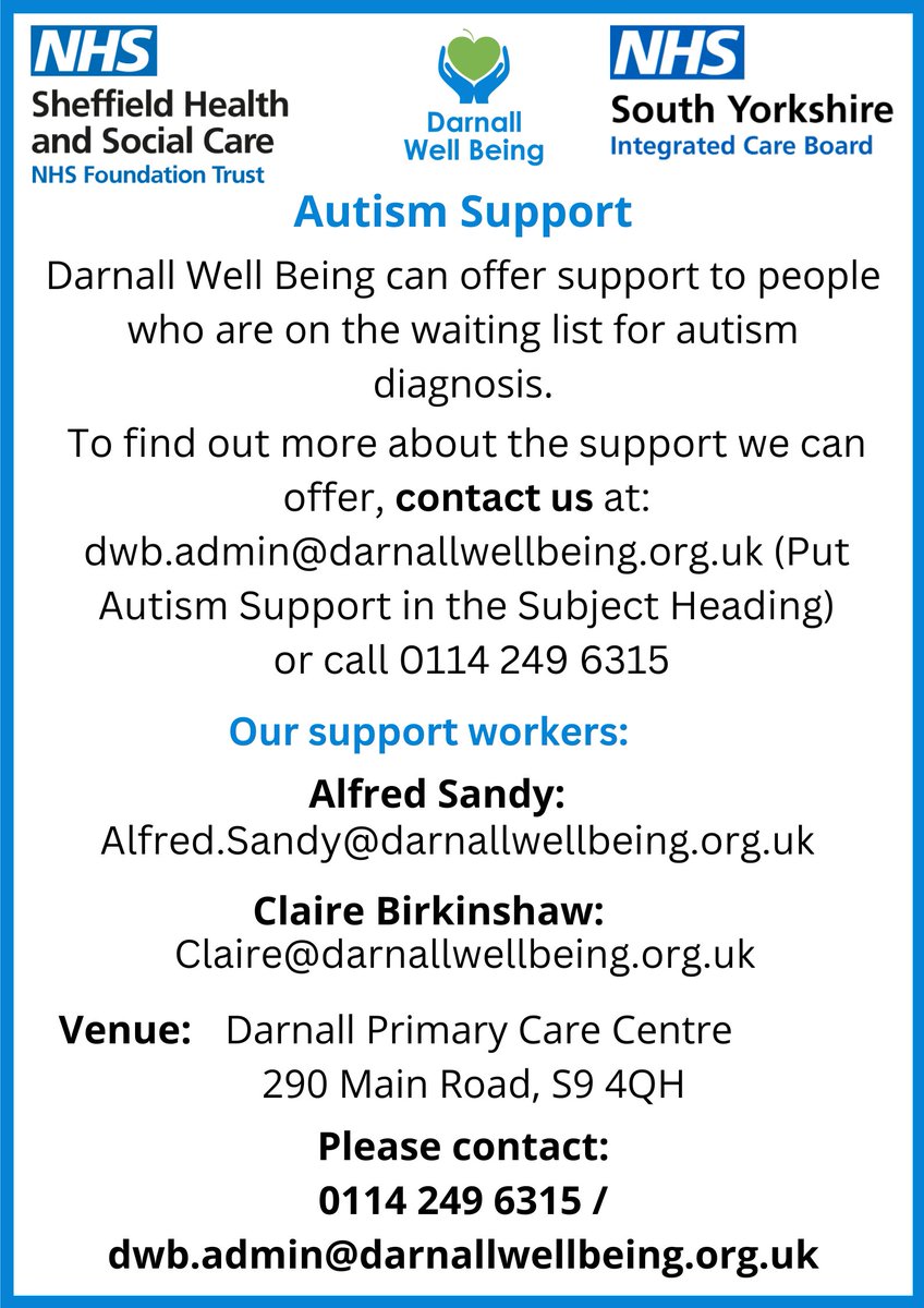 We're pleased to share that we are now taking self-referrals to Alfred and Claire, who are both offering support to people who are on the waiting list for an Autism diagnosis. #Support