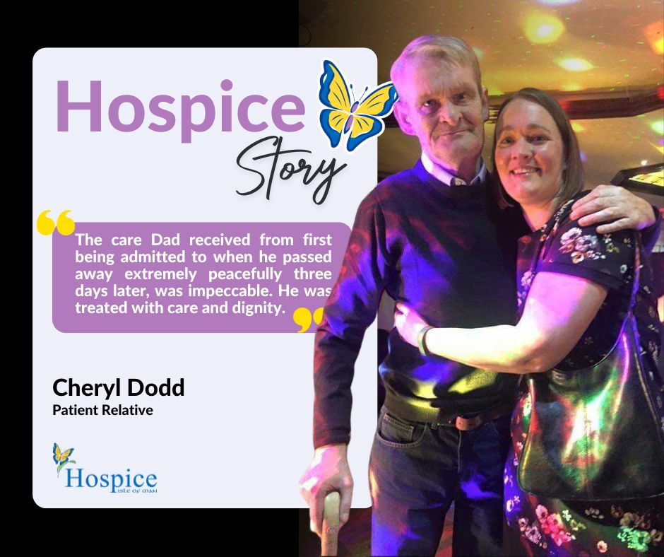 During Dying Matters Awareness Week, we wanted to share with you a beautiful story from a lovely lady called Cheryl Dodd, who experienced a variety of our services during the time her Dad was unwell and at end of life💜 Read the Hospice story here hospice.org.im/our-care/stori…