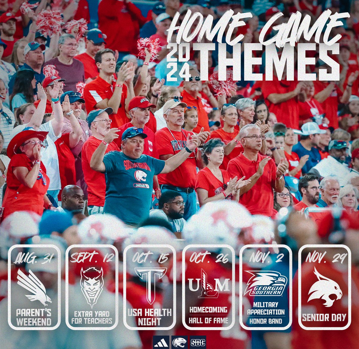 2024 home game themes are here! Get your tickets now and meet us at Hancock Whitney Stadium on Aug. 31 📰 bit.ly/4ajjGWB 🎟️ USAJaguars.com/tickets/footba… #OurCity