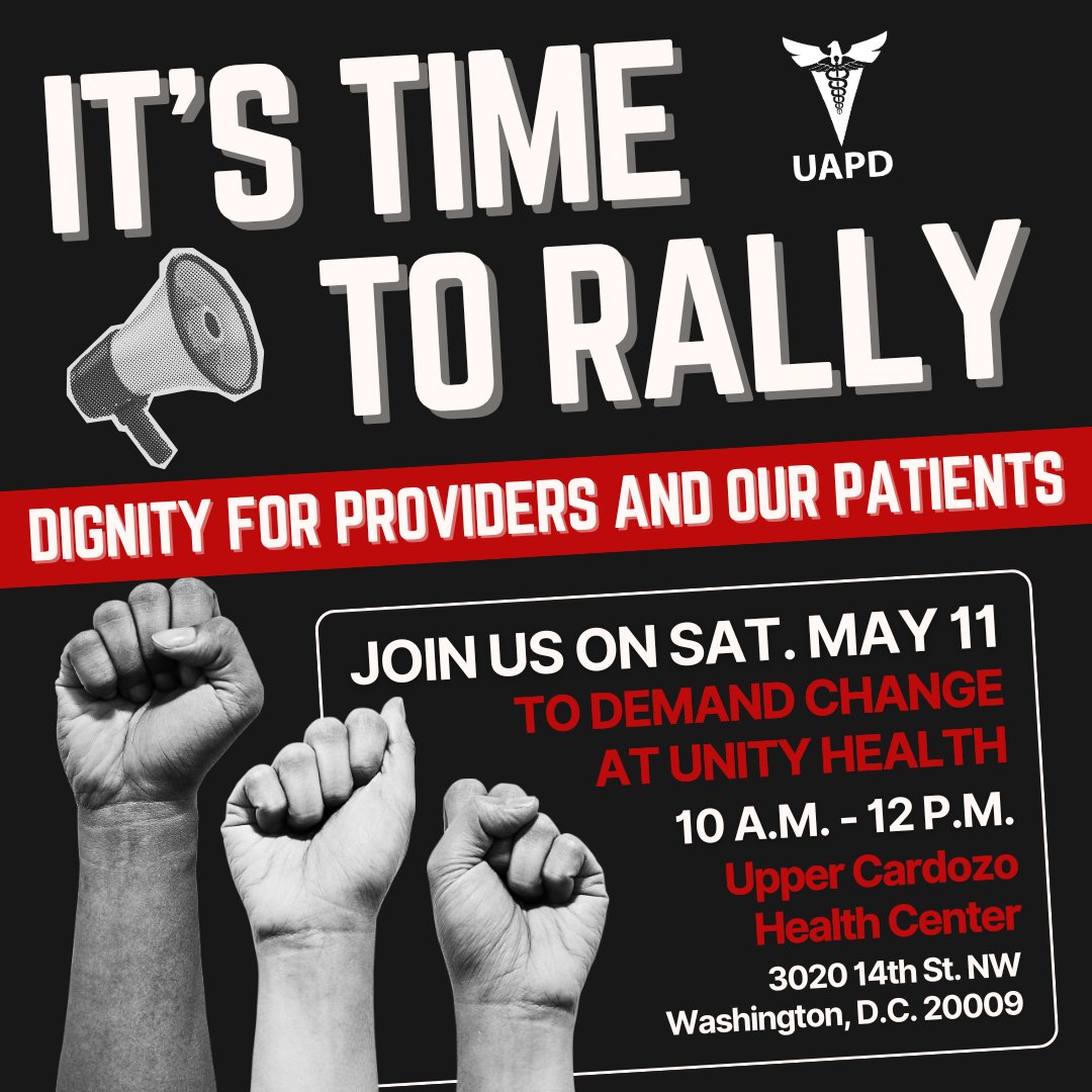 This Saturday, Unity Health Care providers are picketing for better working conditions ✊🪧 It's time for Unity to come to the bargaining table and listen to what we have to say. #healthcare #1u #UAPDtakesaction #unionstrong #unionproud #solidarity #faircontractnow