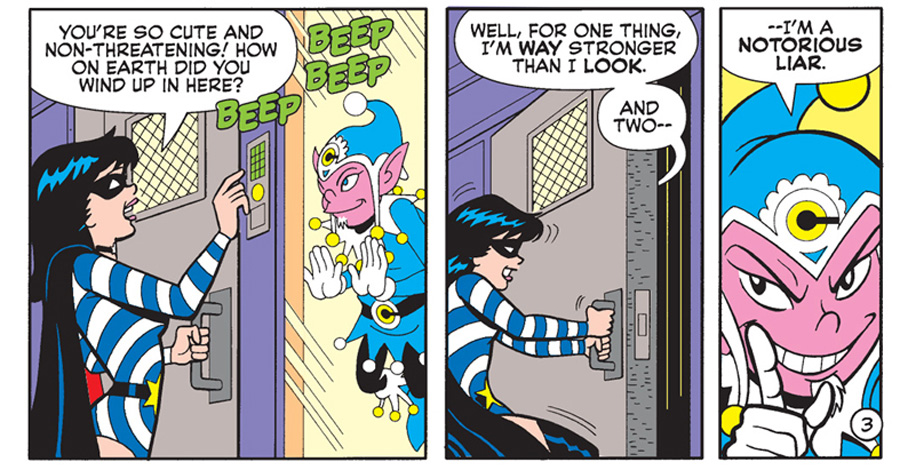Powerteen's latest plan spells doom for Riverdale in this exclusive preview of 'Betty & Veronica Jumbo Comics Digest' #324 from @ArchieComics  

smashpages.net/2024/05/09/pow… 

(Also how creepy is the new villain Climate Changling?)