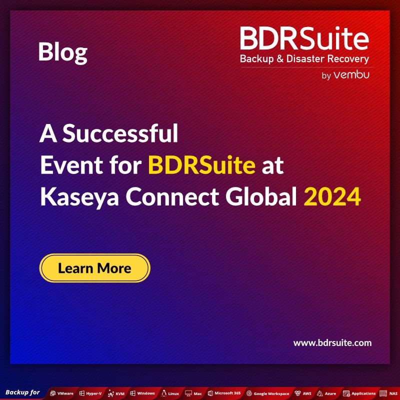 Another successful event for BDRSuite at Kaseya Connect Global 2024! 🌐🔐
We're thrilled to have been part of one of the leading IT industry gatherings at the MGM Grand Resort, Las Vegas.lnkd.in/d7is8TFB
🚀👍 #BDRSuite #KaseyaConnectGlobal #BackupAndRecovery #TechEvents