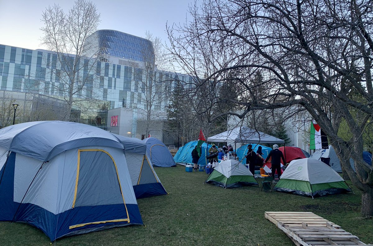 KatyAnderson's tweet photo. University of Calgary students join the growing movement for Gaza ❤️🖤💚Disclose. Divest. Free Palestine. 🇵🇸

#BDS #FreePalestine #yyc https://t.co/shaUECmUum