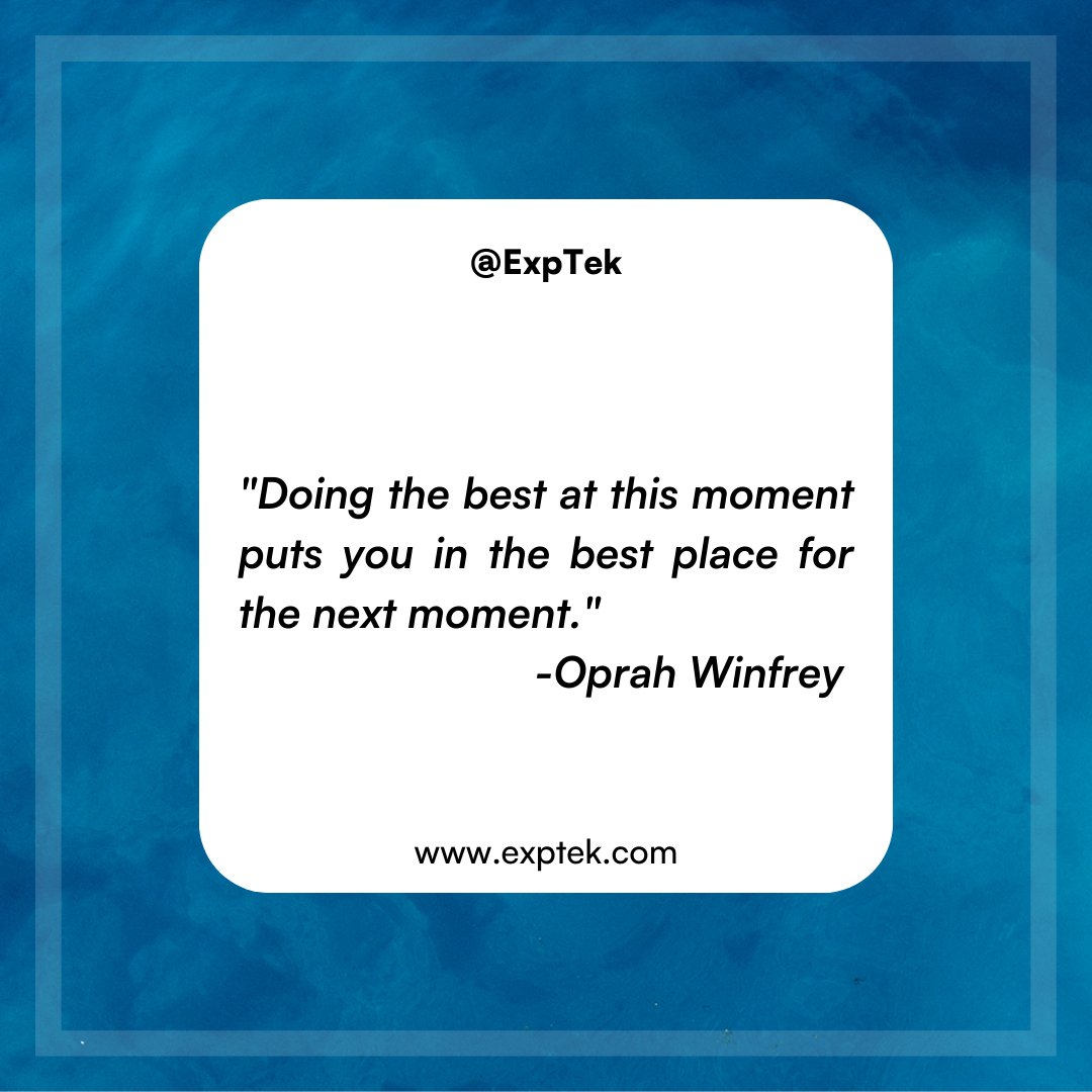 'Doing the best at this moment puts you in the best place for the next moment.'-Oprah Winfrey #quotes #motivationalquotes #inspiringquotes