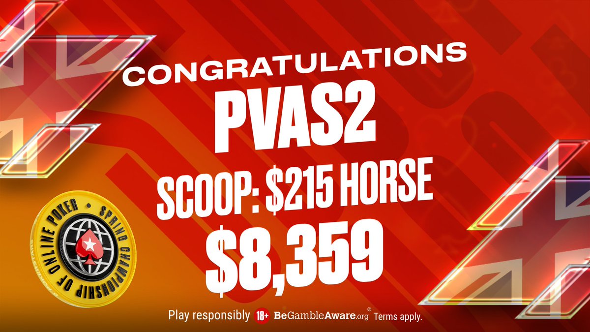 🇬🇧 #SCOOP Winner! 🇬🇧 Congratulations to 'PVAS2' on taking down a #SCOOP title in the $215 HORSE! $8,359 for the win! 🏆