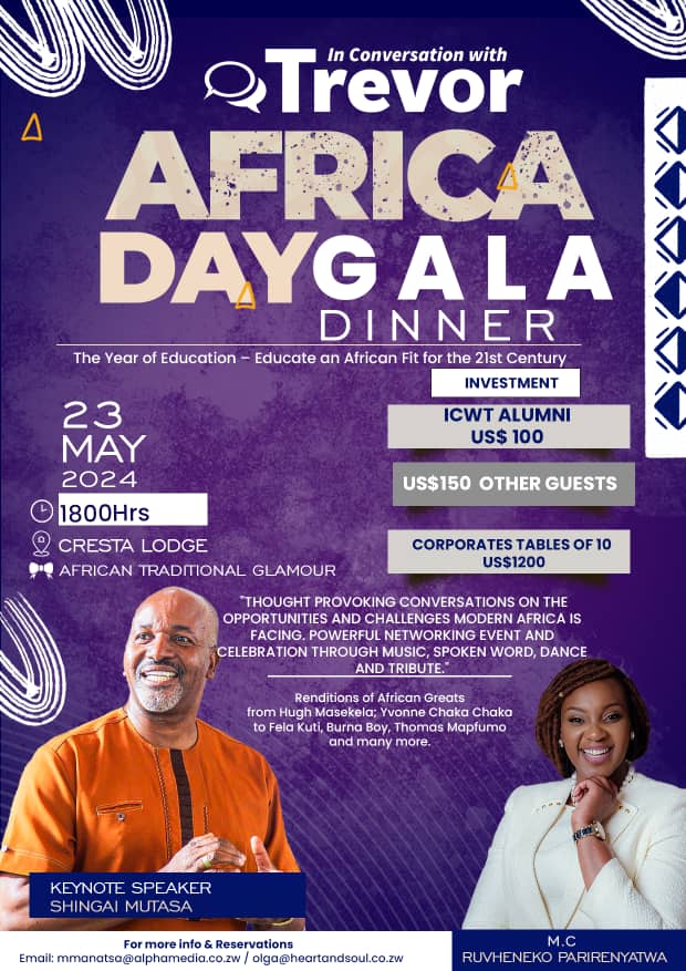 🔵Mark your calendars &amp; Join us for a special #AfricaDay Gala Dinner with our incredible  MC Ruvheneko Parirenyatwa  <a href="/RuvhenekoP/">Ruvheneko</a>✨

📍Don't miss this insightful and inspiring conversations celebrating the vibrancy of Africa.  #ICWT24  #AfricaDay2024

Stay tuned for more details!