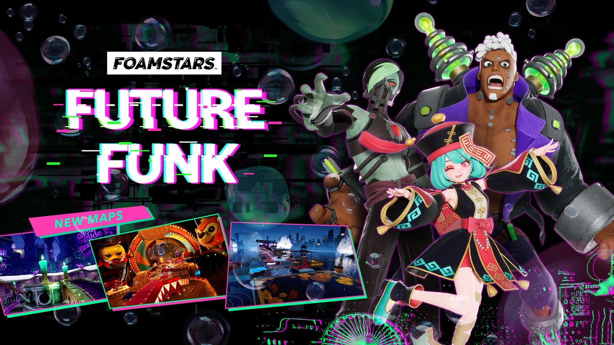 Foamstars Season 4 - Future Funk - begins on Thursday May 16, 2024 with new events, maps and more. Get all the details here: sqex.link/foms