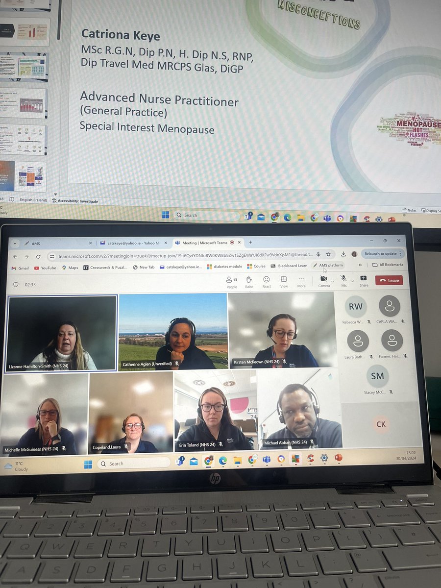 Delighted to be invited to present to @NHS #primarycareANPs #pharmacists on ANP led Menopause care. Great international collaboration!! @lhamsm11 @DonnellyStephen @GPANPIreland @ICGPnews @PracticeNurses @GPNS_IRL @BernardGloster @MarieCantwell20