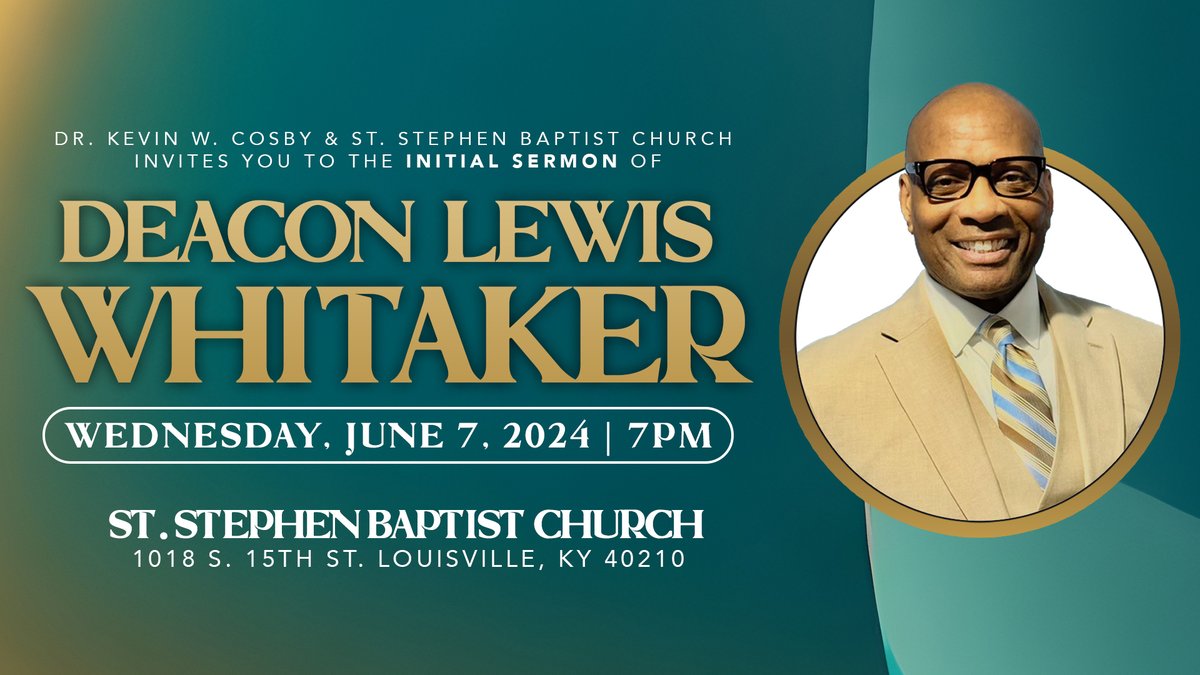 Join us for the initial sermon of Deacon Lewis Whitaker on June 7th at 7pm. This event will be taking place on the Louisville campus. #ssclive @kwcosby