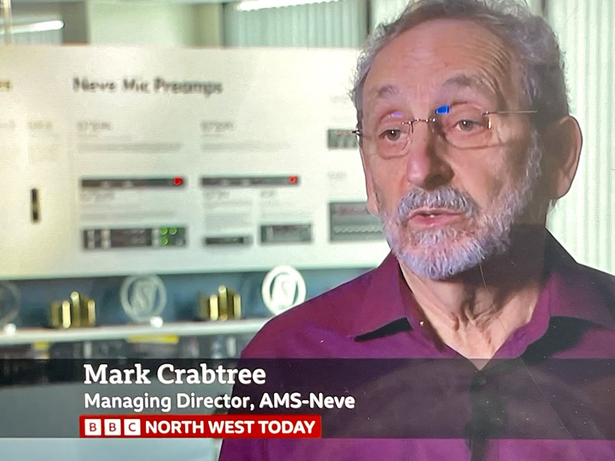 Watch ⁦<a href="/BBCNWT/">BBC North West</a>⁩ 6.30pm and see ⁦<a href="/AMSNeveLtd/">Neve</a>⁩  Founder &amp; MD Mark Crabtree talking #Hollywood  #oppenheimer  &amp; the world’s biggest music legends as this #brilliantburnley business celebrates its ⁦<a href="/TheKingsAwards/">The King's Awards</a>⁩