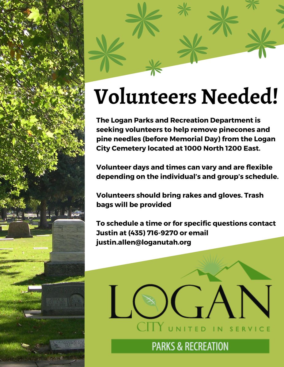 #loganutah #WeAreParksAndRec #logancemetery #VolunteerOpportunity