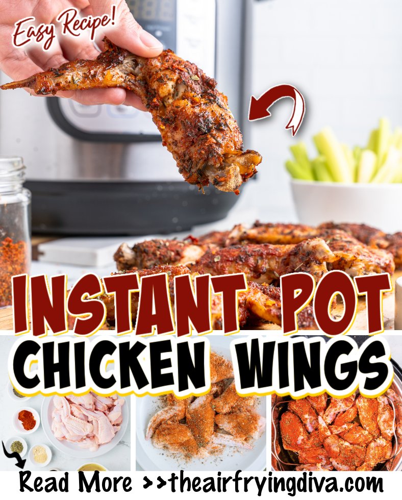 Instant Pot Chicken Wings with video. A delicious savory and juicy meal recipe made in a pressure cooker in about 25 minutes Read more at: theairfryingdiva.com/instant-pot-ch…