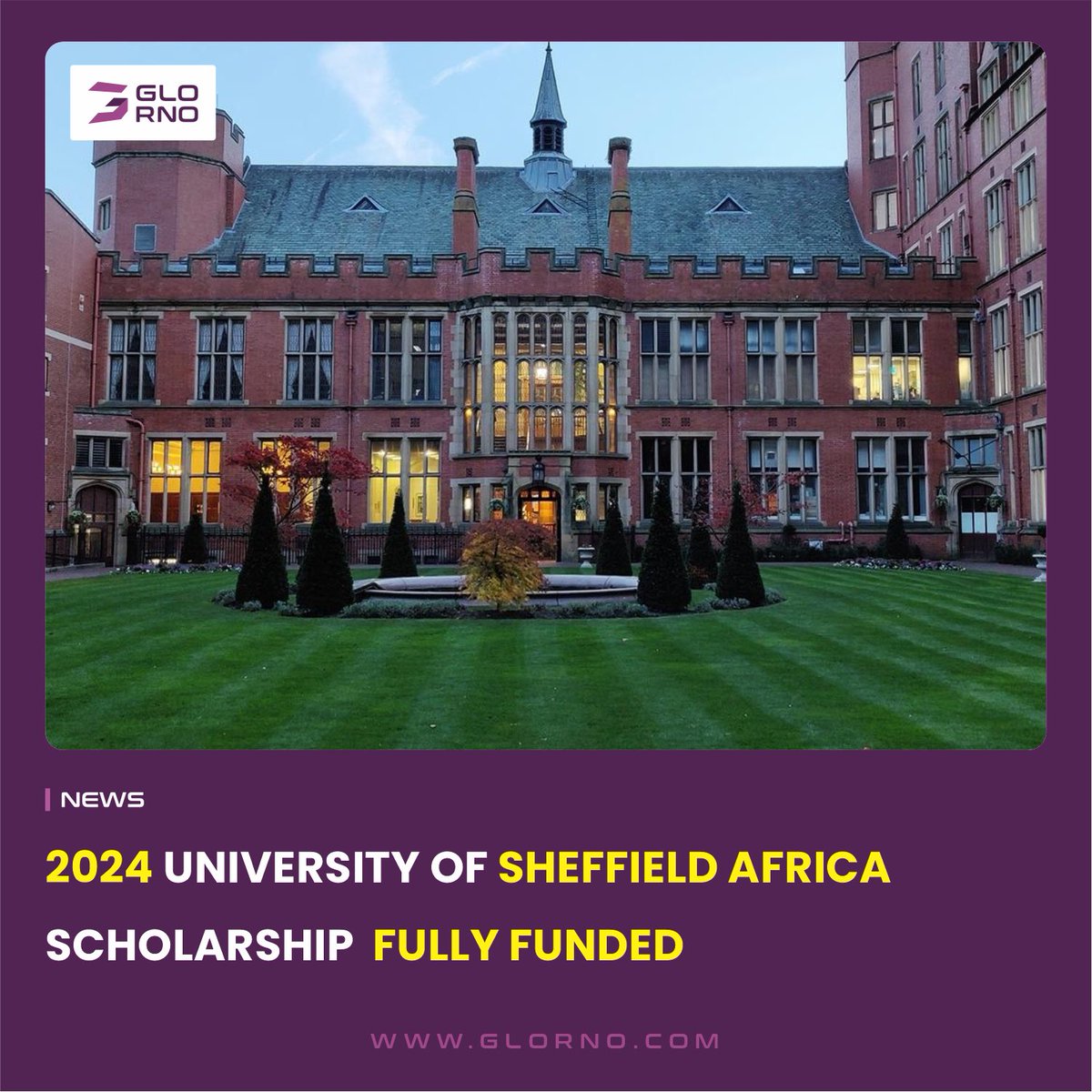 Opportunity knocks! The 2024 University of Sheffield Africa Scholarship is fully funded. Stay tuned for details on how to pursue your academic dreams in the UK! glorno.com/index.php/2024…

#SheffieldAfricaScholarship #FullyFunded #StudyAbroad