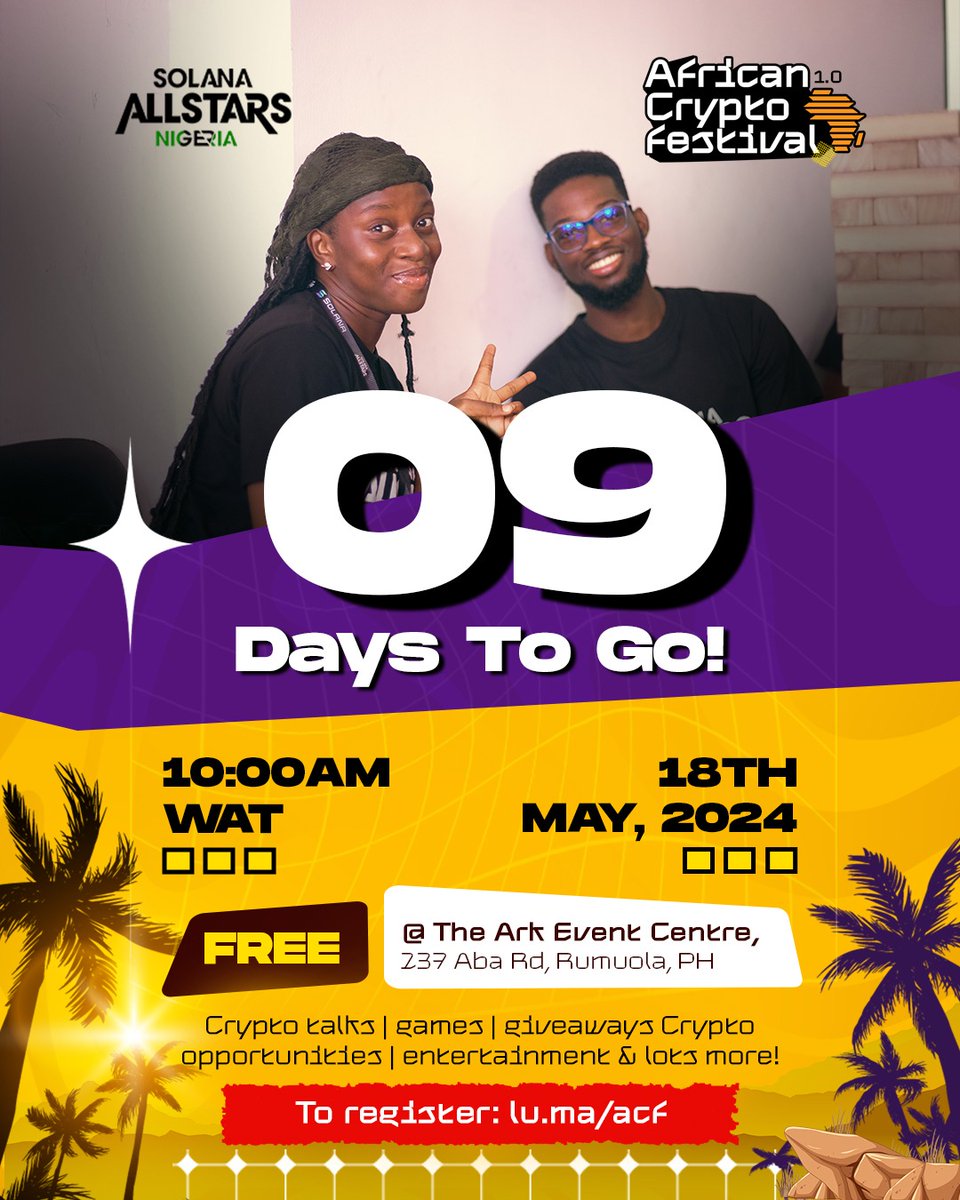 It's 9 days to go
Are you still watching ¿😁😁..
It's gonna be the biggest, largest, and best of its kind. 
Don't wait to be told, be a part
Register today:
Lu.ma/acf
#ACF24