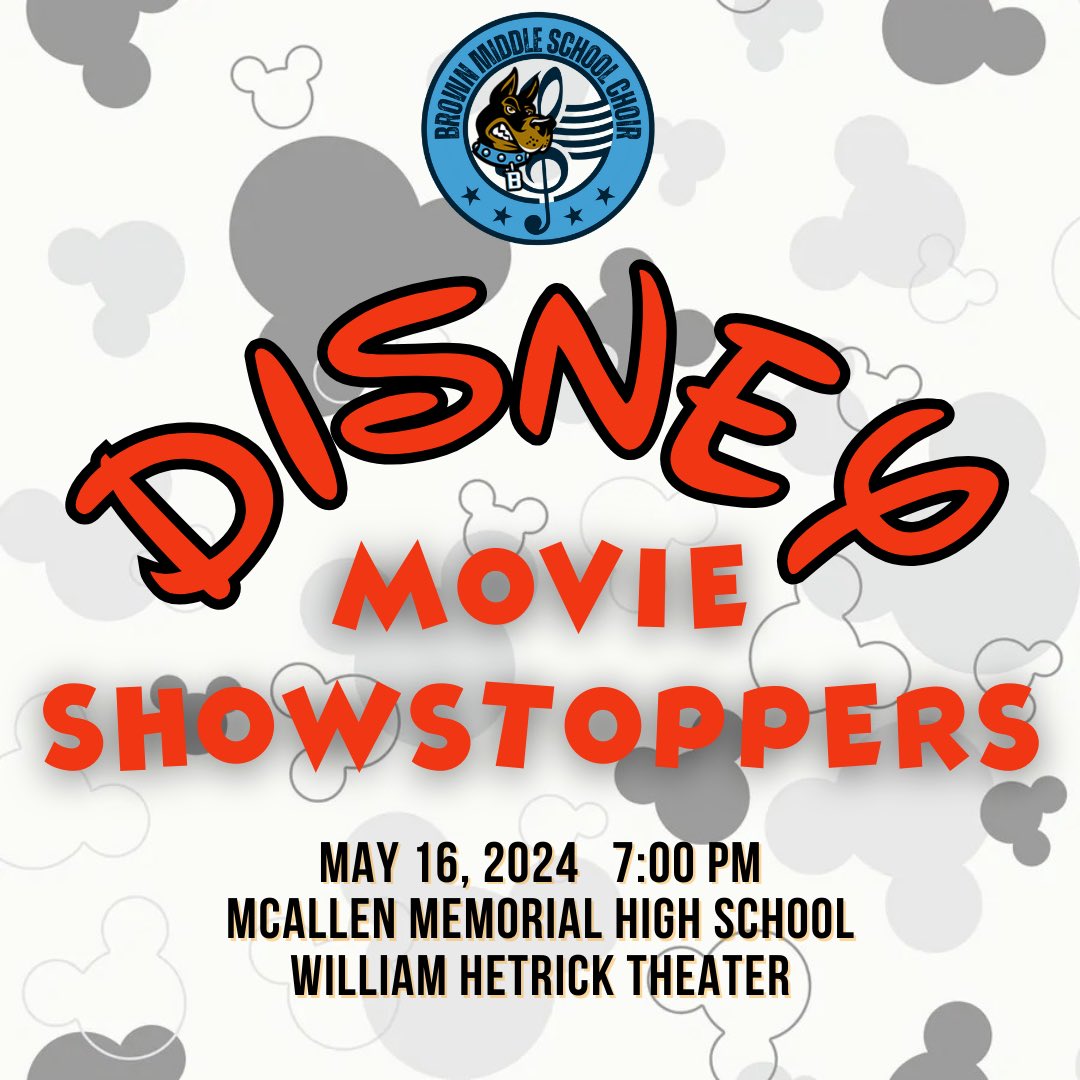 🏰Our final concert of the year is ONE WEEK FROM TODAY!!! We hope you can join us as we perform music from Disney movies like Encanto, Mulan, Beauty and the Beast, and more! 🎥 

🗓️ Thursday, 5/16/24
⏰ 7:00 PM
📍 McAllen Memorial High School

See you there!! 🏰