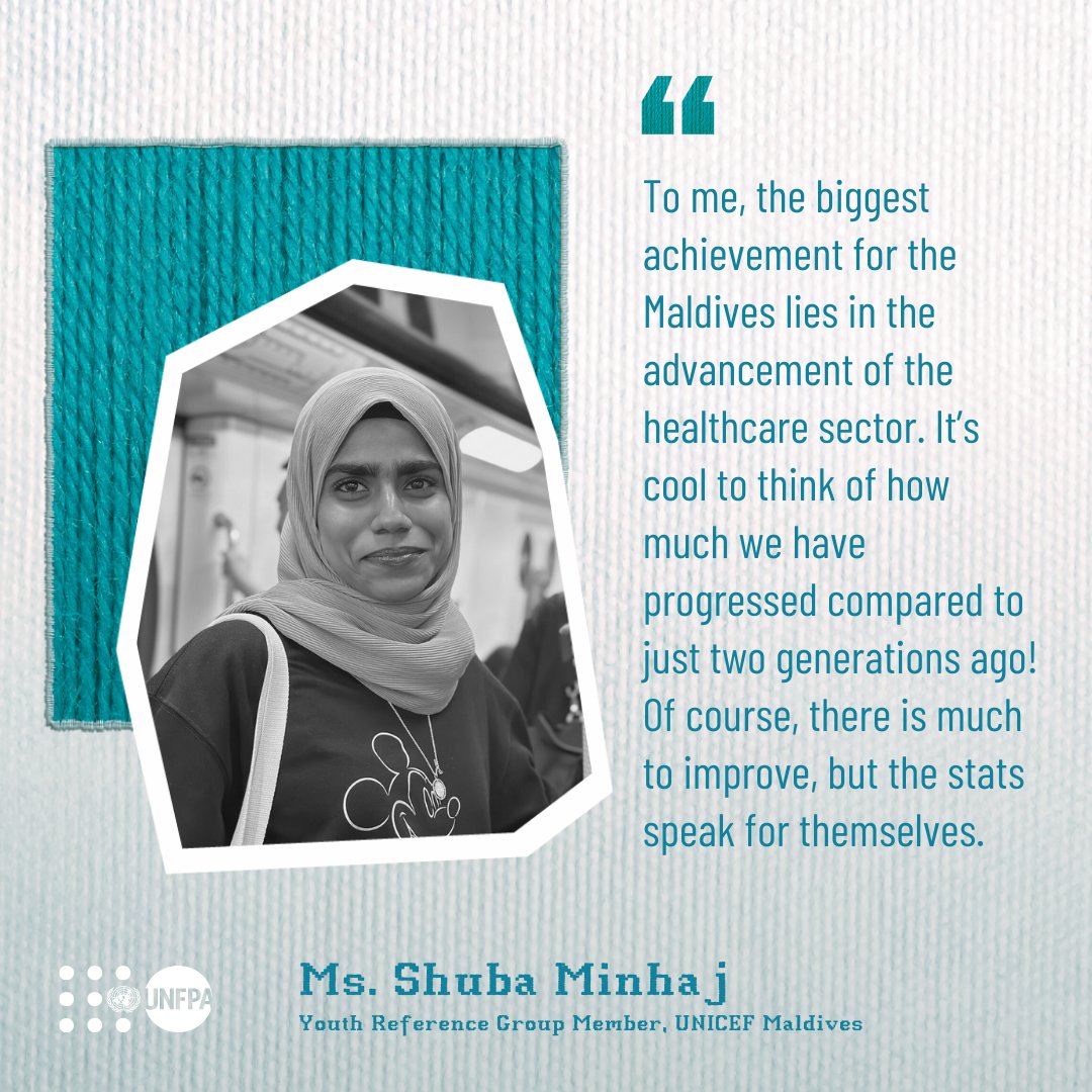 Ms. Shuba Minhaj from @UNICEFMaldives’ Youth Reference Group highlights the advancement of the healthcare sector as we celebrate thirty years of progress. #ICPD30 #GlobalGoals #CPD57 #ThreadsOfHope