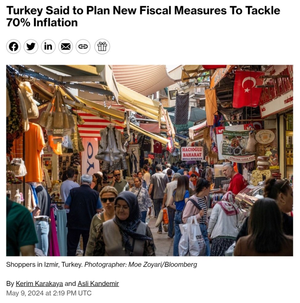 Bloomberg, 9 Mayıs 2024: Türkiye'nin %70 Enflasyonla Mücadele İçin Yeni Mali Tedbirler Planladığı Söyleniyor Konuyla ilgili bilgi sahibi kişilere göre Türk yetkililer, yüksek enflasyonla mücadeleyi desteklemek amacıyla kamu harcamalarını kısmak için Pazartesi günü erken…