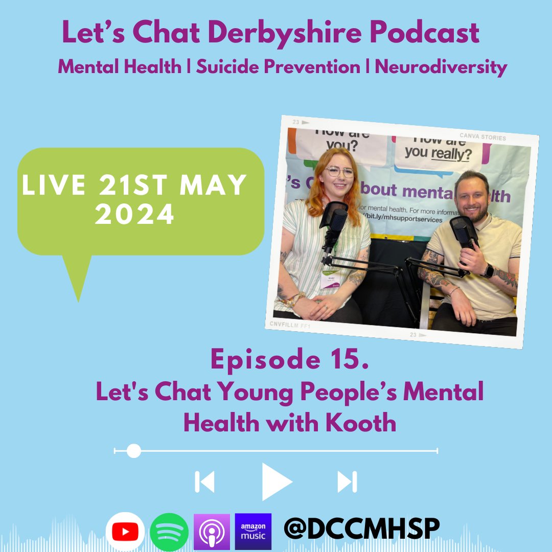 Our next episode of the Let's Chat Derbyshire will be live on 21st May. We speak with Holly from Kooth UK about how their service can support young people's mental health. linktr.ee/dccmhsp