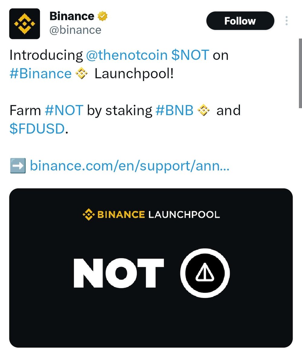 Breaking : #Notcoin listing on binance. Finally call granma. ✅Retweet this