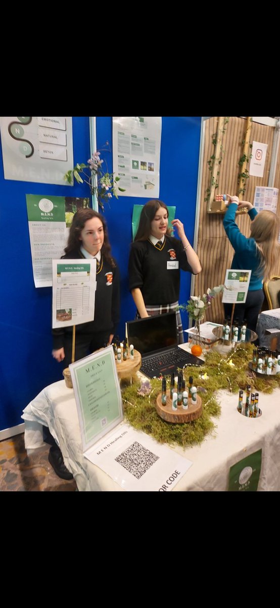 Annabel and Blaithin represent County Meath at National Student Enterprise Finals! Congratulations to you both 🎉#community #care #respect #excellenceineducation #coláisteríoga #proud #lmetb @LouthMeathETB