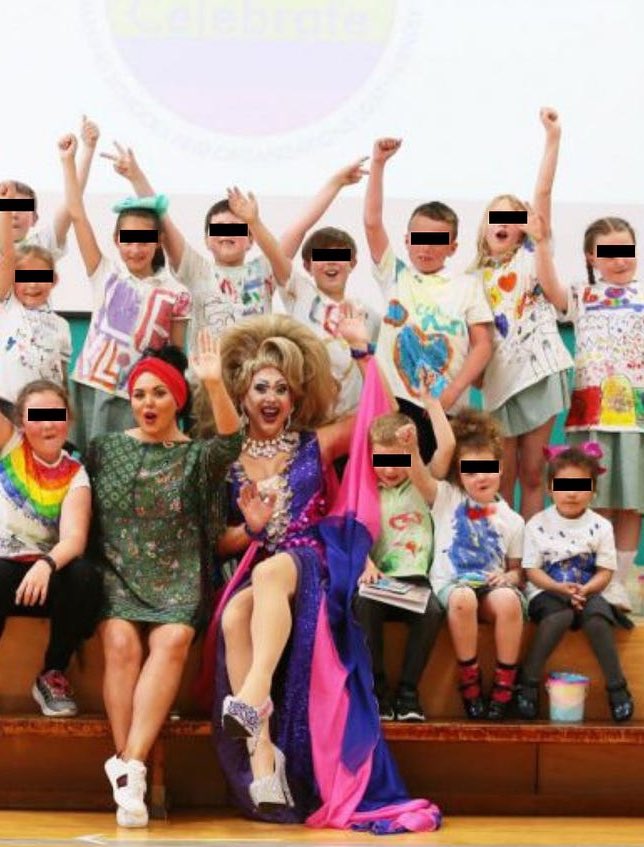 Case Report: A Drag Queen And Leather Bondage Gear, Inside Prince Bishop's Community Primary School We've discovered images online of a Durham County-based primary school hosting a drag queen show and holding radical trans activist materials. This one is frightening. Thread🧵