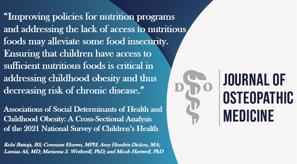 The authors' primary objective of this study — degruyter.com/document/doi/1… — was to determine the current associations between childhood obesity and social determinants of health utilizing the National Survey of Children’s Health 2021