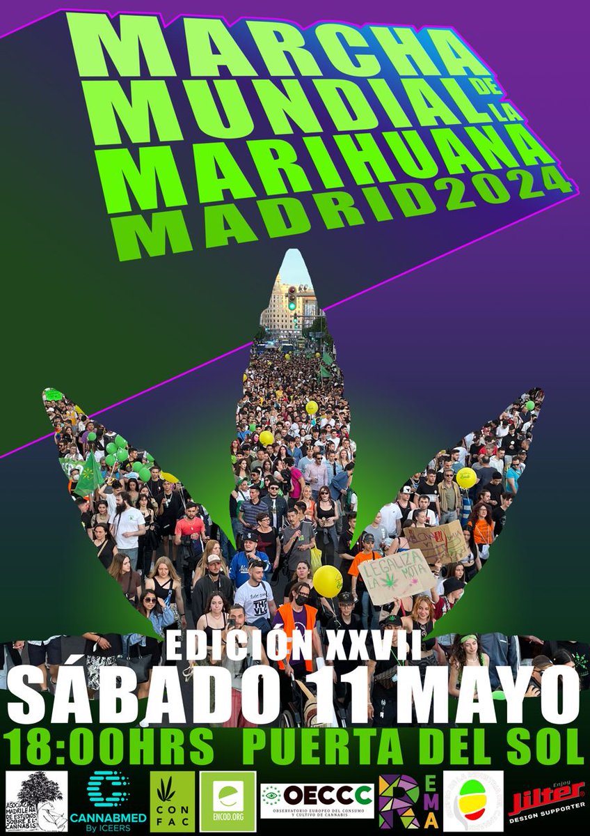 Marcha Mundial de la Marihuana 2024, el 11 de mayo en Madrid tercerainformacion.es/articulo/actua… #LeyCannabisYa #MMMM24 
<a href="/AmecMadrid/">Amec Asociación</a>
<a href="/FederacionFAC/">ConFAC</a>
<a href="/ObsCannabis/">Observatorio Europeo Cultivo y Consumo Cannabis</a>
<a href="/mujerescannabis/">Mujeres Cannábicas</a>
<a href="/encod/">ENCOD</a>
<a href="/CannabisGremio/">Gremio Industria Cánnabis</a>
<a href="/CANNABMED/">Cannabmed</a> #MarihuanaEnMarcha
