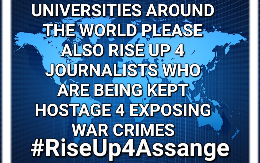 SOS #RiseUp4Assange @UniofOxford @Cambridge_Uni @sheffielduni @UniversityLeeds @UofGlasgow @Harvard @EdinburghUni @cardiffuni @Unimaas ENOUGH IS ENOUGH #JournalismisNOTaCrime Those JOURNALISTS who expose WAR CRIMES should be rewarded not taken HOSTAGE & TORTURED for over 5 years