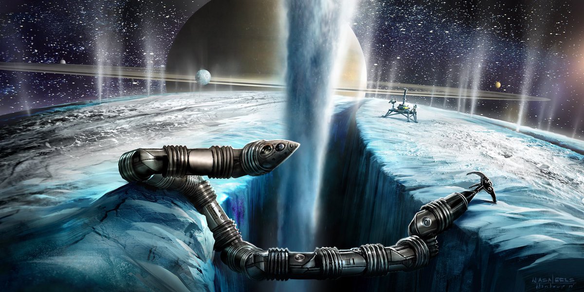 ToughSf's tweet image. The Exobiology Extant Life Surveyor is an articulated snake-like robot with propellers and hooks that can explore underwater, enter crevasses and climb difficult surfaces:
www-robotics.jpl.nasa.gov/how-we-do-it/s…
It&apos;d be used in the Martian poles and on icy moons like Enceladus.