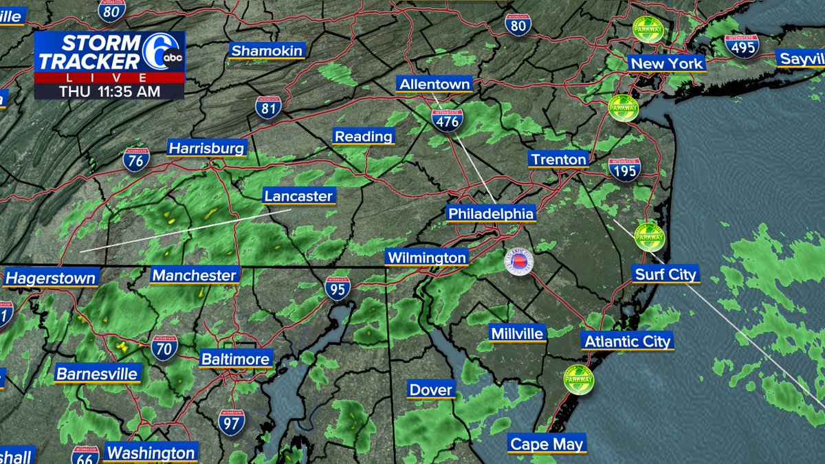 RADAR CHECK As we close in on lunchtime we have widely scattered showers on radar. Temps continue to take a dip as the weekend approaches. I'll have the details on @6abc at noon!