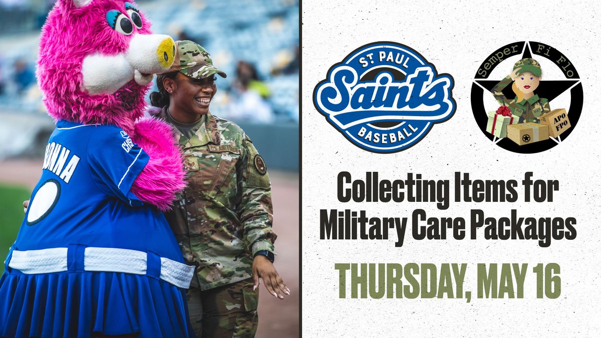 Saints and Semper Fi Flo Join Forces To Collect Items For Military Care Packages At May 16 Game Information: milb.com/st-paul/news/s…