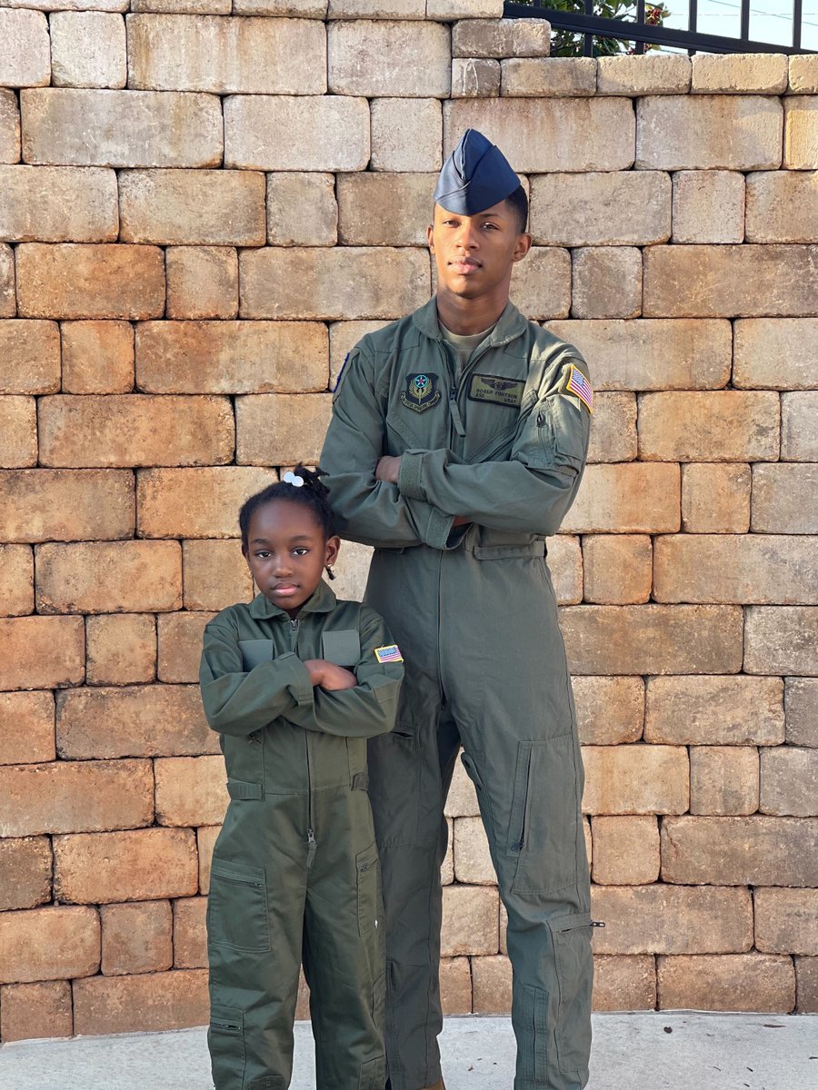 This is Roger Fortson and his little sister. Roger bought her the flight suit so they could match. These pictures perfectly show her love and admiration for her big brother. A love his WHOLE family shared — still there, but now tainted by the brutal nature of his needless death.