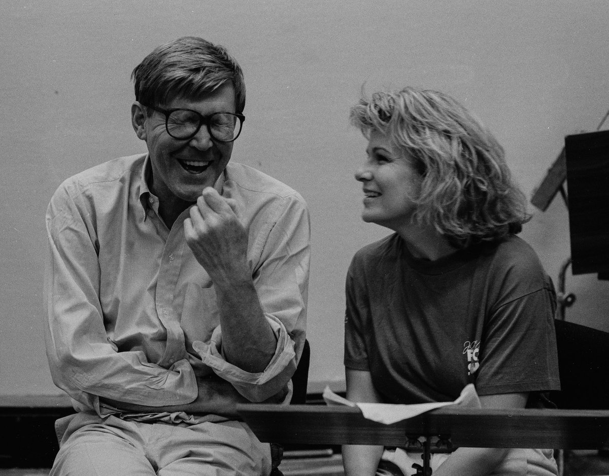 Love this photo of Alan &amp; Julie. I wonder what she said to make him laugh so much?
Many Happy Returns to Alan Bennett ❤️
