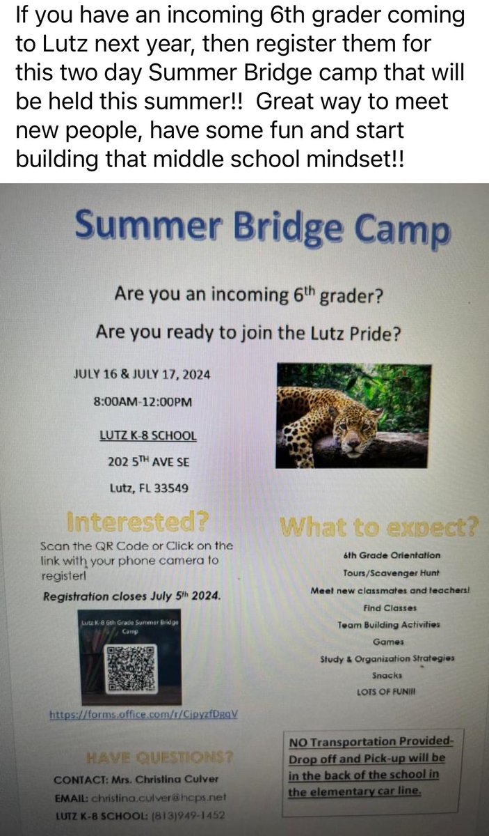 Attention soon to be 6th graders!