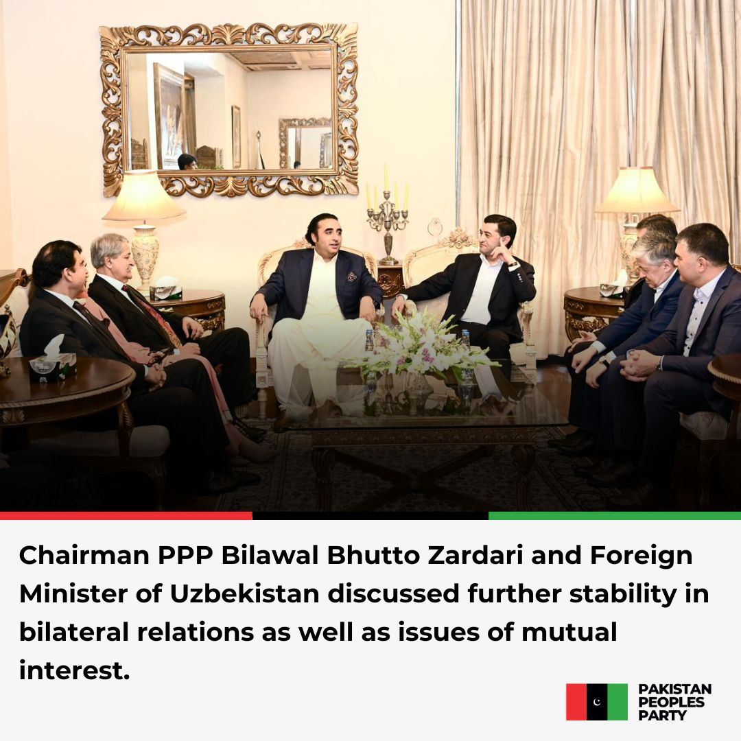 Uzbekistan's Foreign Minister, @FM_Saidov met today with Chairman Pakistan Peoples Party, @BBhuttoZardari at President House, Islamabad. Read More: ppp.org.pk/uncategorized/…