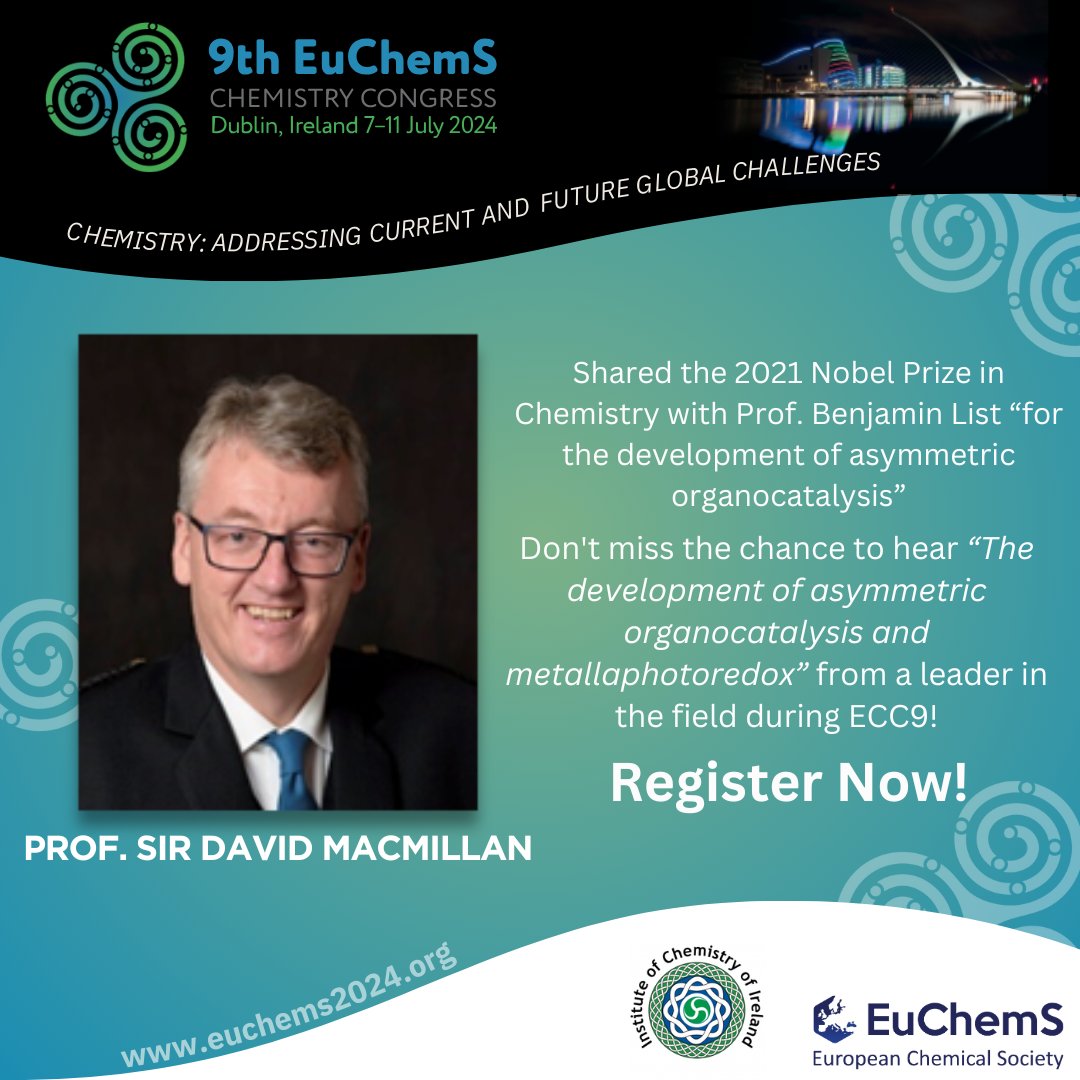 Time is ticking! ⏰ Don't miss out on #ECC9 in Dublin! Standard Registration Fee closes in just 2 weeks! Register now and join us for an unforgettable experience! euchems2024.org/registration/