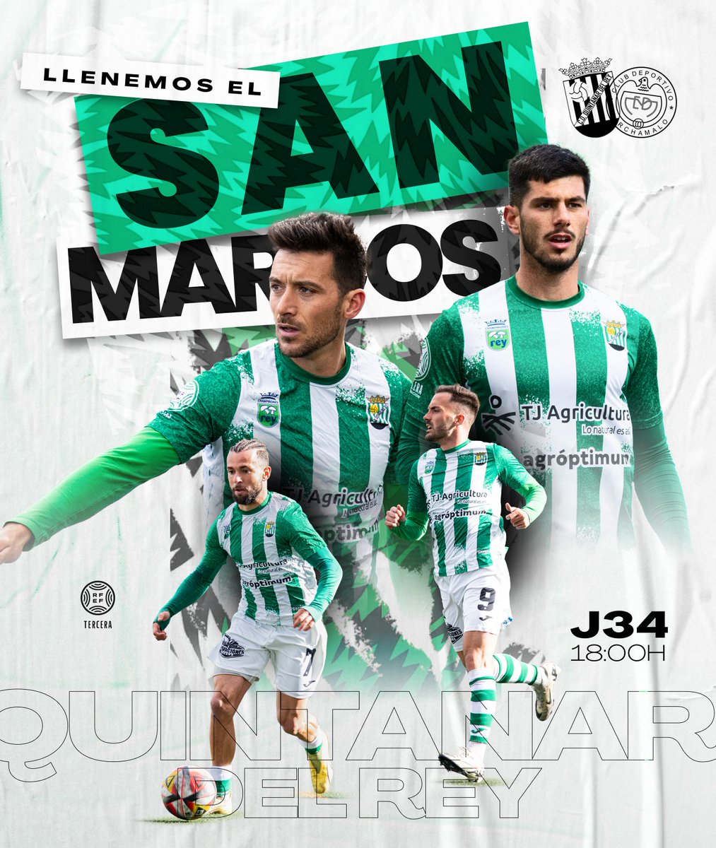 📢 LLENEMOS EL SAN MARCOS 💚

¡VAMOS QUINTANAR, VAMOS AFICIÓN!

⚽️ JORNADA 34 | #3RFEF | GRUPO XVIII

🏟 San Marcos 
🗓 Domingo 12 de mayo 
🕛 18:00h
🆚️ <a href="/CD_Marchamalo/">CD Marchamalo</a>
▶️ C.D. Marchamalo 

No es un partido cualquiera, dependemos de nosotros mismos para ser equipo de #playoff