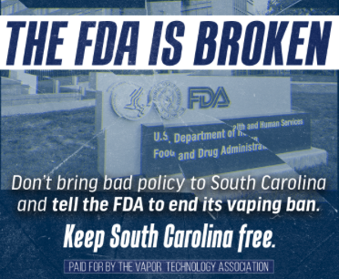 Our industry needs help. The South Carolina legislature is trying to pass a bill that would force the adoption, ratification, and enforcement of a failed federal FDA regulatory scheme and impose a backdoor flavored vaping ban. Tell your legislators to oppose this bill and protect