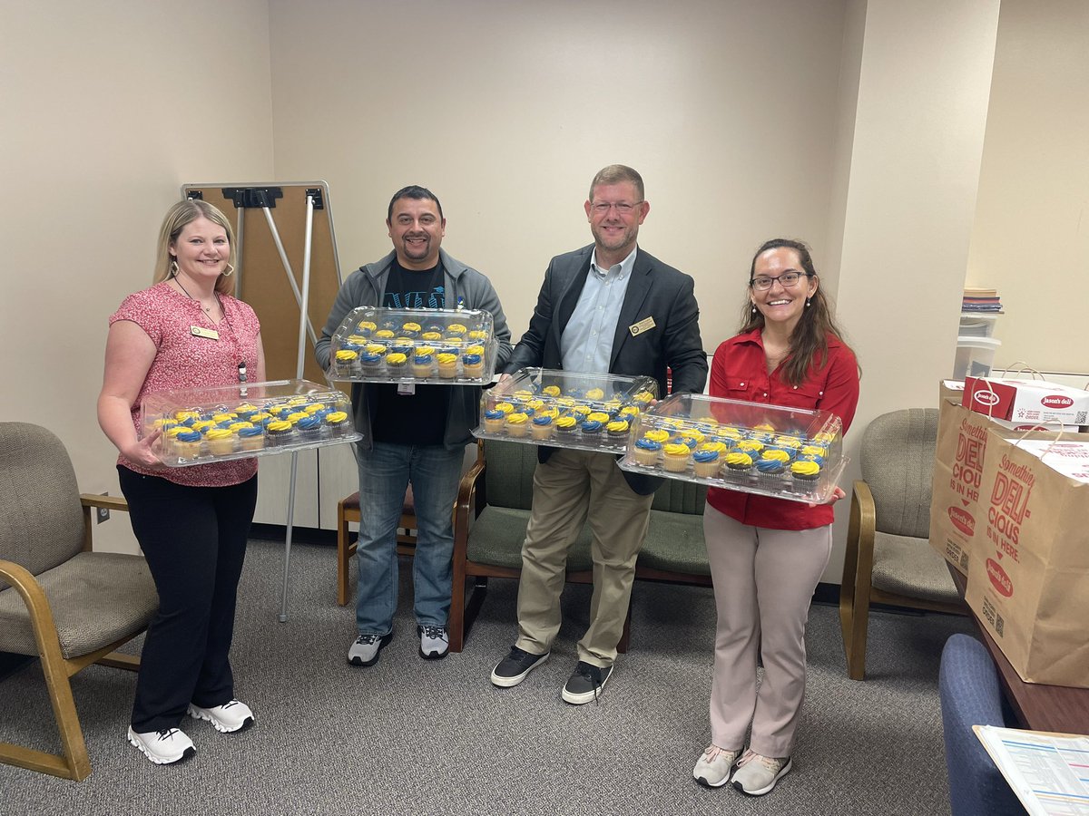 The Channelview ISD cabinet team and Superintendent @tchill_ are paying a visit to all the campuses to drop off cupcakes for Teacher Appreciation Week. #WeAreChannelview