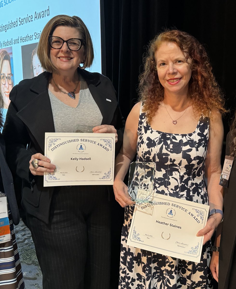 👀 We see you, @HeatherStaines! Congratulations to our Delta Think colleague Heather Staines and @kellyhadsell for receiving the 2024 @CScienceEditors Distinguished Service Award at #CSEPortland last week. Thank you both for your service in support of #ScholComm! 👏 !