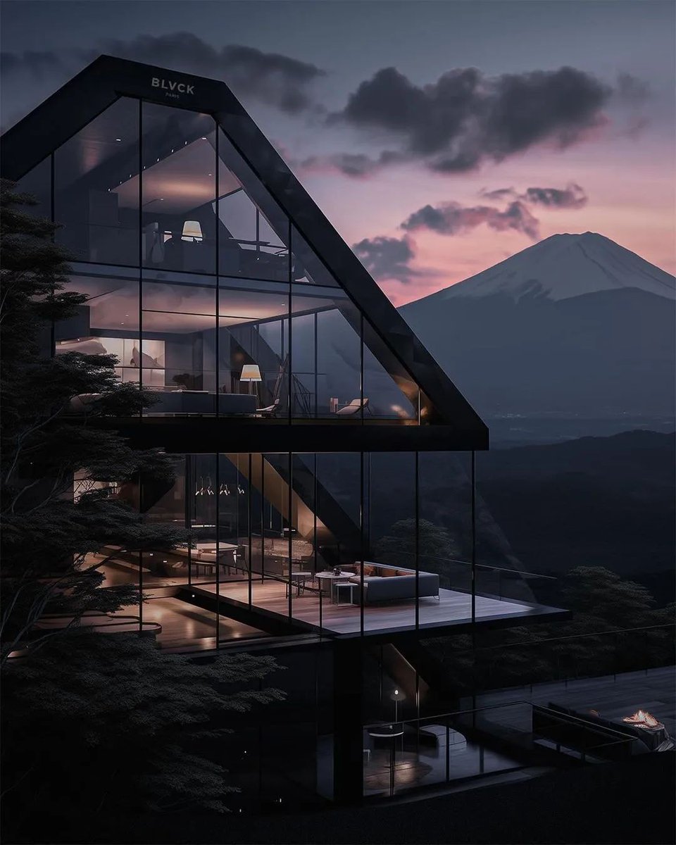 Black villa with mountain fuji views 🖤🏔️