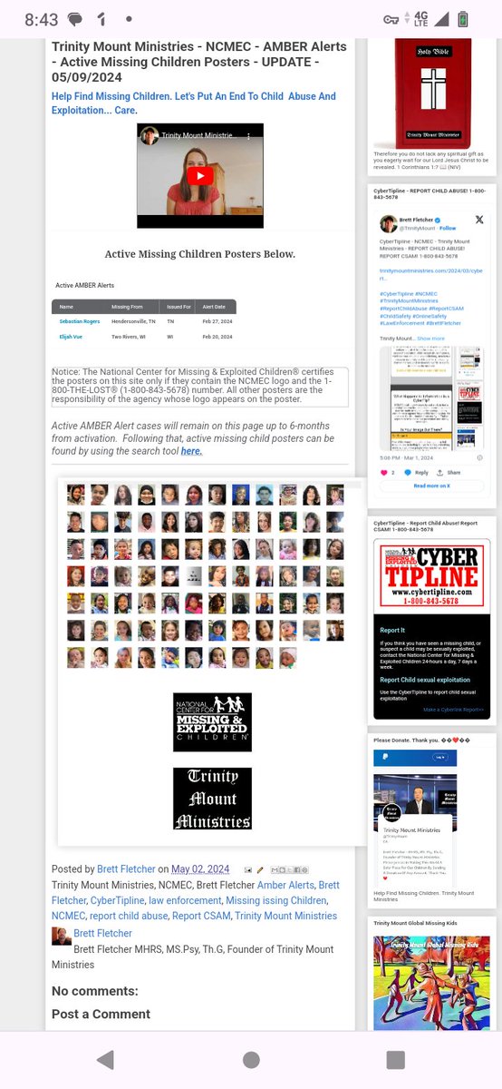 Trinity Mount Ministries - NCMEC - AMBER Alerts - Active Missing Children Posters - UPDATE - 05/09/2024

trinitymountministries.com/2024/05/trinit…

#TrinityMountMinistries #MissingChildren #NCMEC #AmberAlerts #CyberTipline #ReportChildAbuse #ReportCSAM #ChildSafety #OnlineSafety #LawEnforcement…