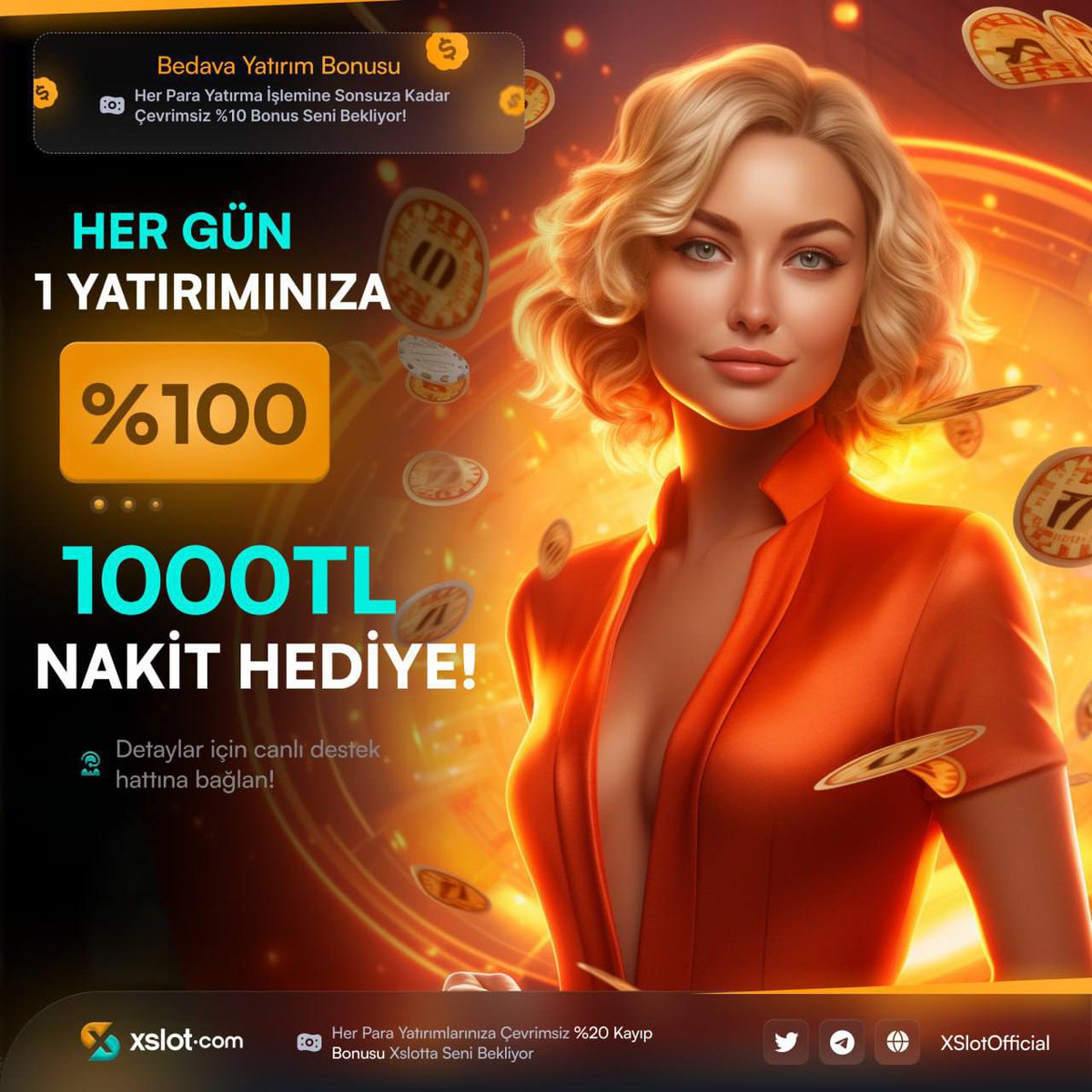 🔥YENİ BONUS AKTİF EDİLDİ🔥 👑 Her Gün 1 Yatırımınıza Özel %100 💰1000 TL Nakit Hediye! ✅Yatırımını Yap, ✅ Slot lobilerinde geçerli, ✅ %100 Yatırım Bonusunu Al! ⚡Giriş ➡️ cutt.ly/xslotcom #xslotgiris #xslotcasino #xslotslot #xslotbahis #denemebonusu