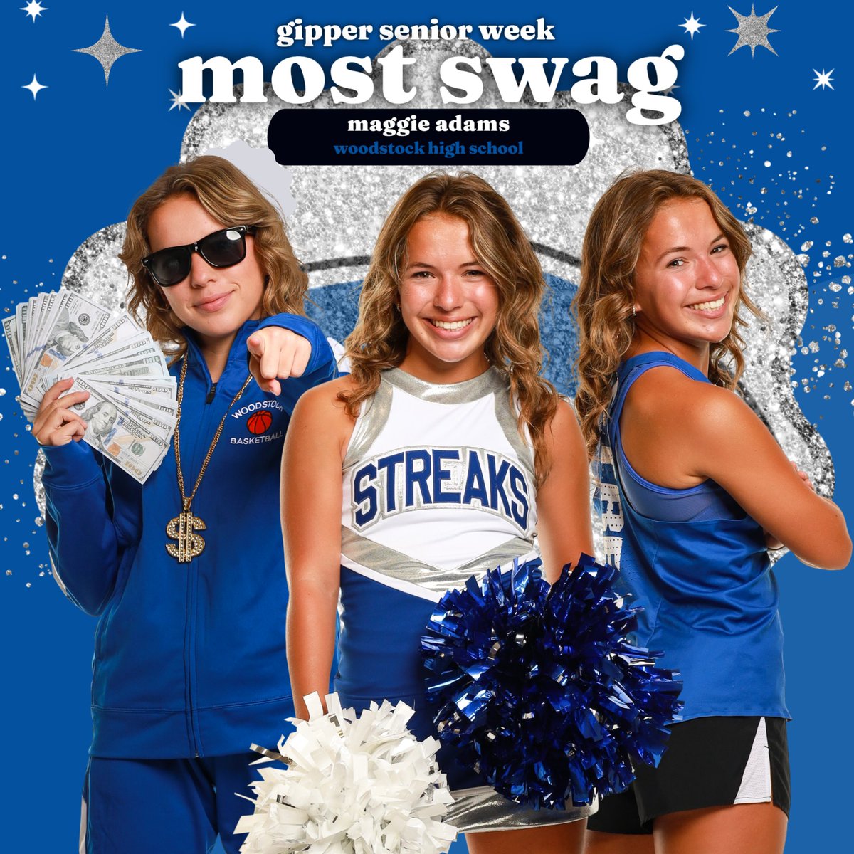Our nominee for Girls Most Swag, as voted on by the students... MAGGIE ADAMS 💙⚡️ Like, comment & share for Maggie! @gogipper #GipperSeniorWeek