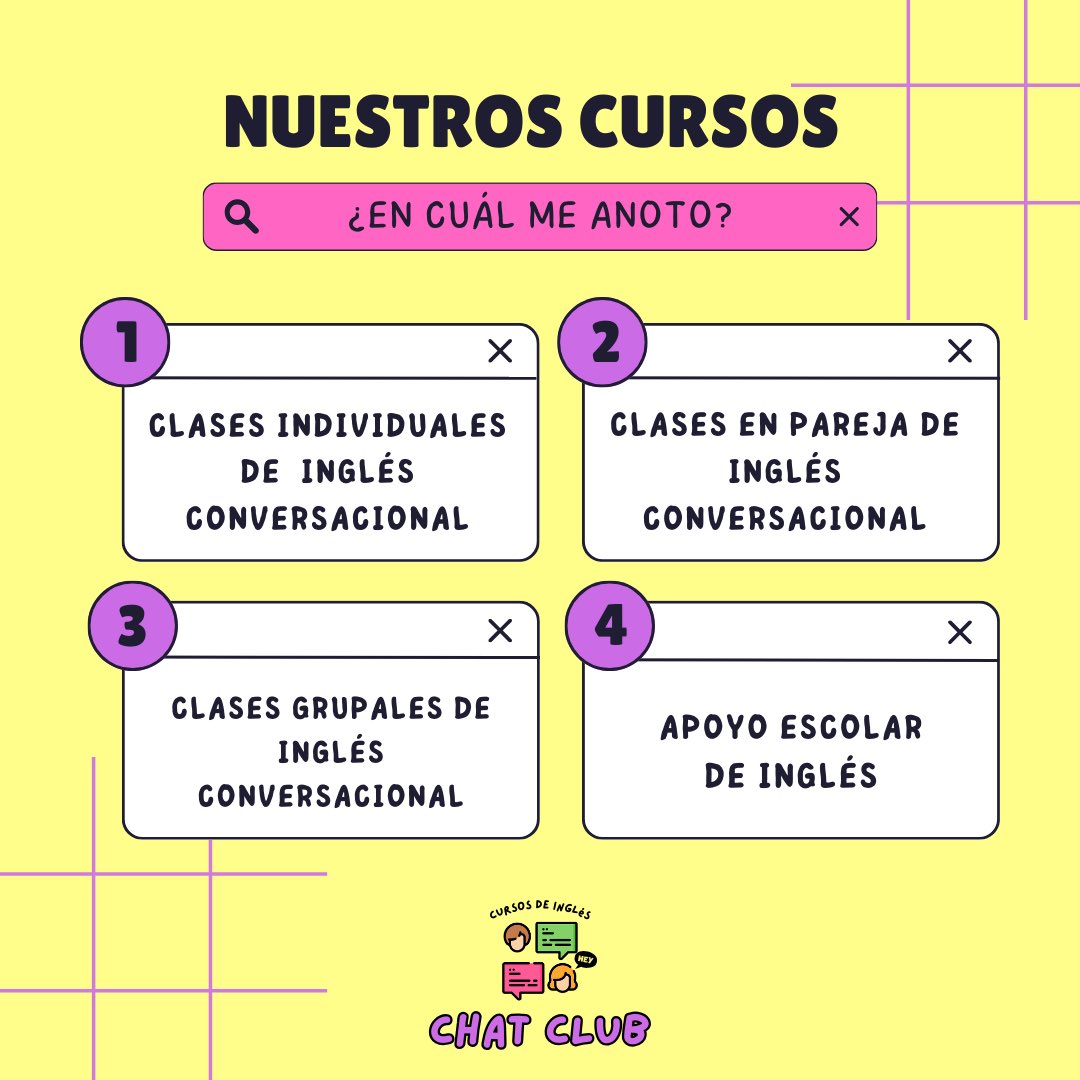 Amigos 👀

Con mi hermana arrancamos Chat Club, un espacio de clases de inglés conversacional.

Abierto a personas con cero, poco o mucho conocimiento del idiomas.

¿Me ayudan compartiendo este tw? ❤️

instagram.com/chatclub.engli…