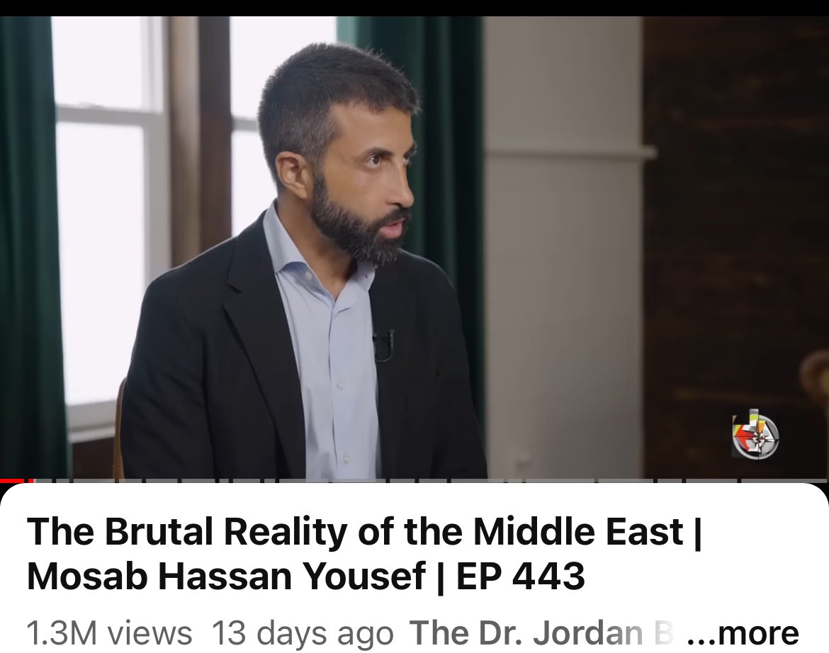 This is an excellent interview 2 Hours but worth making time for if you want some solid background into Palestine, Hamas etc. Mosab Hassan Yousef + Jordan Peterson youtu.be/I5VPFw0vI6U?si…