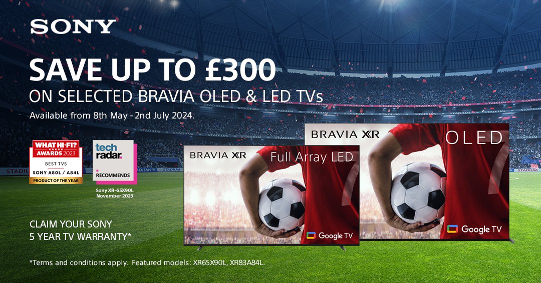 Kick start the summer with @SonyUK! Save up to £300 on Selected Bravia TVs and upgrade your home cinema setup. Find out more here -> hughesdeals.co.uk/o9sfnh
